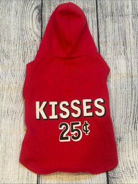 Party Dog Sz Small Red 'KISSES 25¢' Dog Hoodie - Playful Pullover for Pets